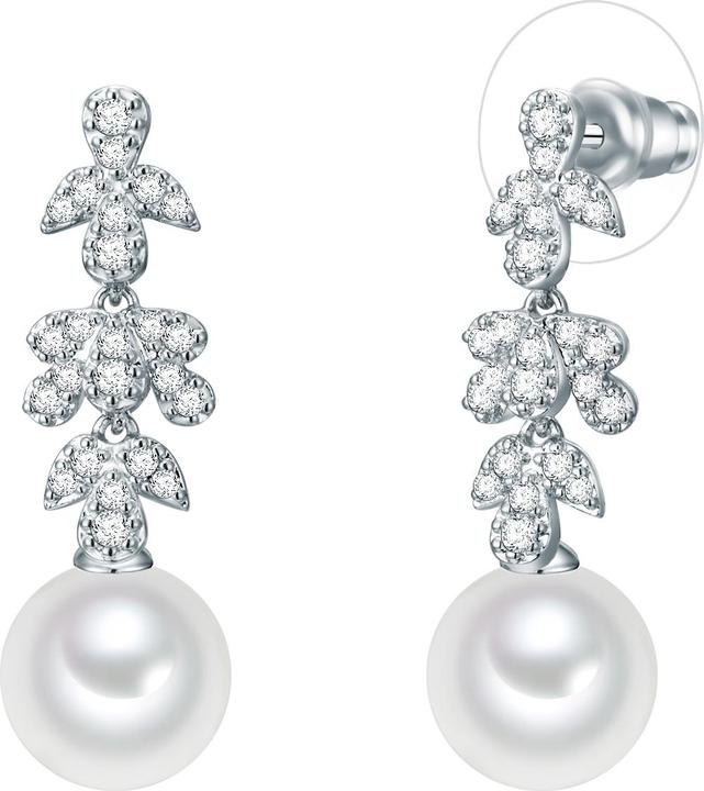 Lulu & Jane Damen Messing Zirkonia Muschelkernperle silber - 29717 (Messing)