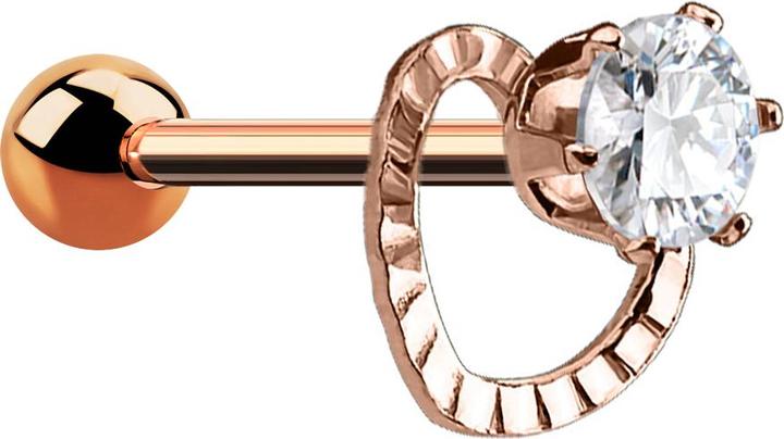 Star Piercing Micro Barbell rosegold Kristall mit Herz (Chirurgenstahl 316L, Messing)
