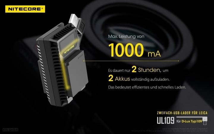Produktbild Nitecore UL109 - für Leica Cameras (Kamera Akku Ladegerät)