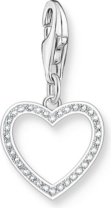 Thomas Sabo Charm-Anhänger Herz mit weissen Steinen Silber (Silber 925)