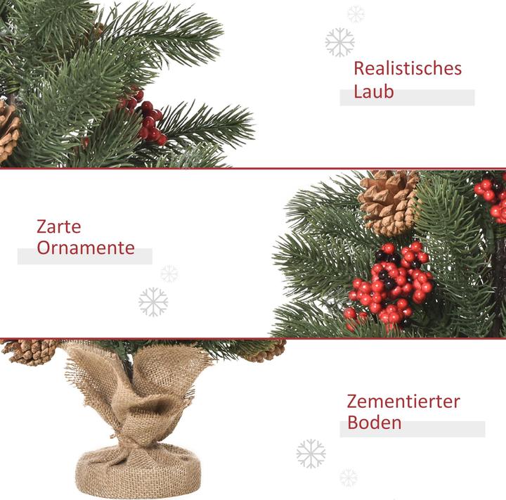 Produktbild Homcom Künstlicher Weihnachtsbaum für den Tisch mit Sockel in Sackleine verpackt