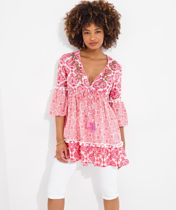 Actual product image Joe Browns Floral Print Tassel Trim Cotton Tunic