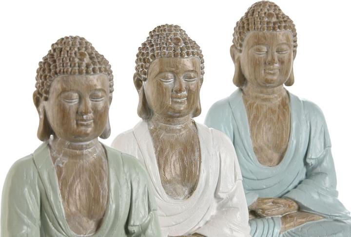 Produktbild Esprit Deko-Figur Home ESPRIT Weiss grün türkis Buddha Orientalisch 14 x 10,5 x 18,5 cm (3 Stück)