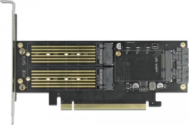 Image du produit Delock Adaptateur de bus hôte PCI-Ex16v4 - M.2 Key-B, M.2 Key-M, mSATA