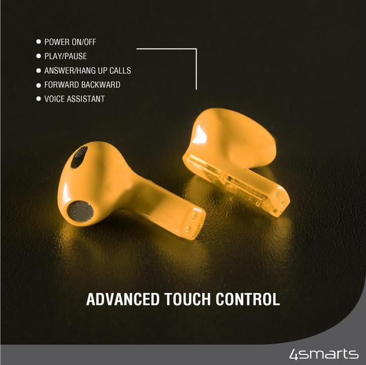 Actual product image 4smarts True Wireless Bluetooth Headphones SkyBuds Lucid yellow (ANC, 25 h, Cable)