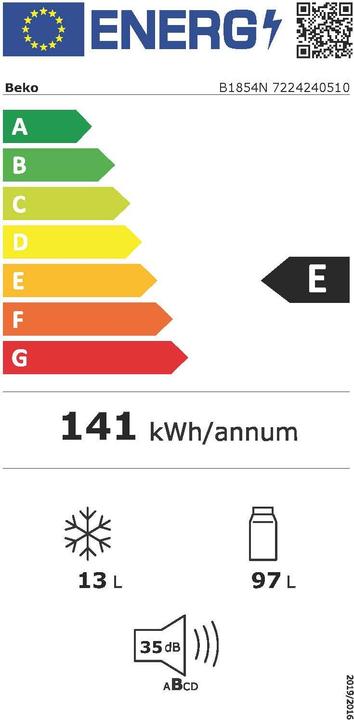 Energy Label Beko Refrigerator B1854N (110 l)