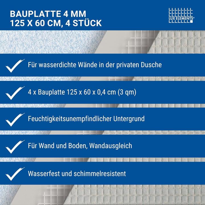 Produktbild Lux elements Bauplatte 4mm, 125x60cm, 4 Stück (4 Stk.)
