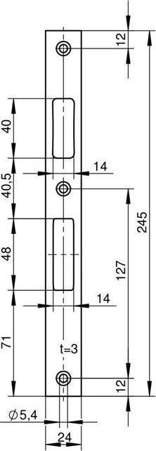 Produktbild Wilka Schliessblech flach Falle und Riegel, 245 x 24 x 3 mm, Edelstahl (Türgriff)