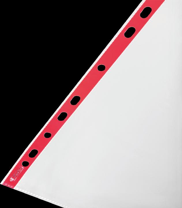 Actual product image Herlitz Brochure sleeve, DIN A4, crystal clear, coloured outer edge 0.070 mm, made of PP film (A4, 50 x)