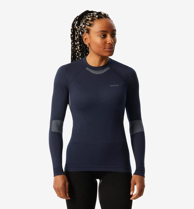 Actual product image Wedze Ski underwear functional shirt ladies soft seamless - BL500 dark blue/blue (XS)