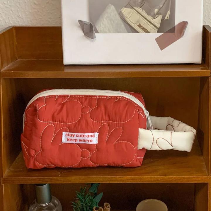 Image du produit Only-Bags.Store Sac cosmétique en coton matelassé à rabat Etuis de maquillage Pochette d'organisation de voyage