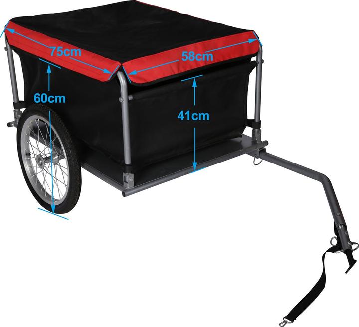 Wiltec Fahrrad Lastenanhänger 135x60x58cm 65kg Fahrradanhänger Transportanhänger