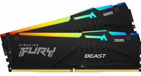 Actual product image Kingston 64GB 5600MT/s DDR5 CL36 DIMM (Kit of 2) FURY Beast RGB (2 x 32GB, 2800 MHz, DDR5 RAM, DIMM)