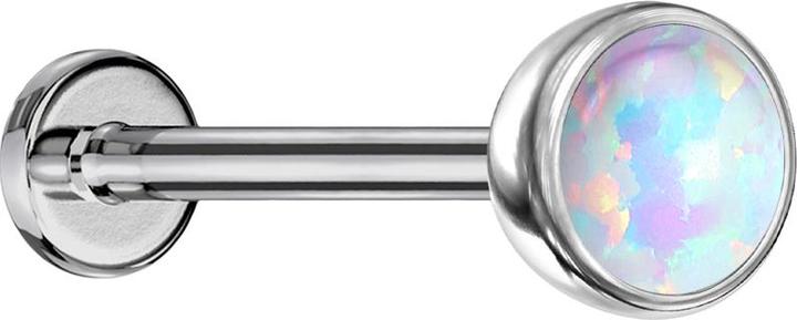 Immagine prodotto Star Piercing Labret Micro Threadless emisfero d'argento con bianco opale (Titanio G23, senza ottone)