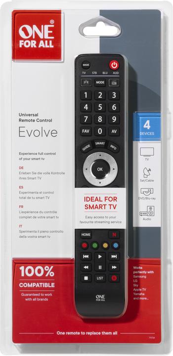 Actual product image One for All Evolve 4 (Universal remote control, Infrared)