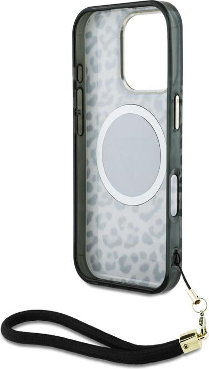 Productafbeelding Guess HC IML Luipaard Driehoek Snoerband MagSafe Case voor iPhone 16 Pro - Zwart (Apple iPhone 16 Pro)