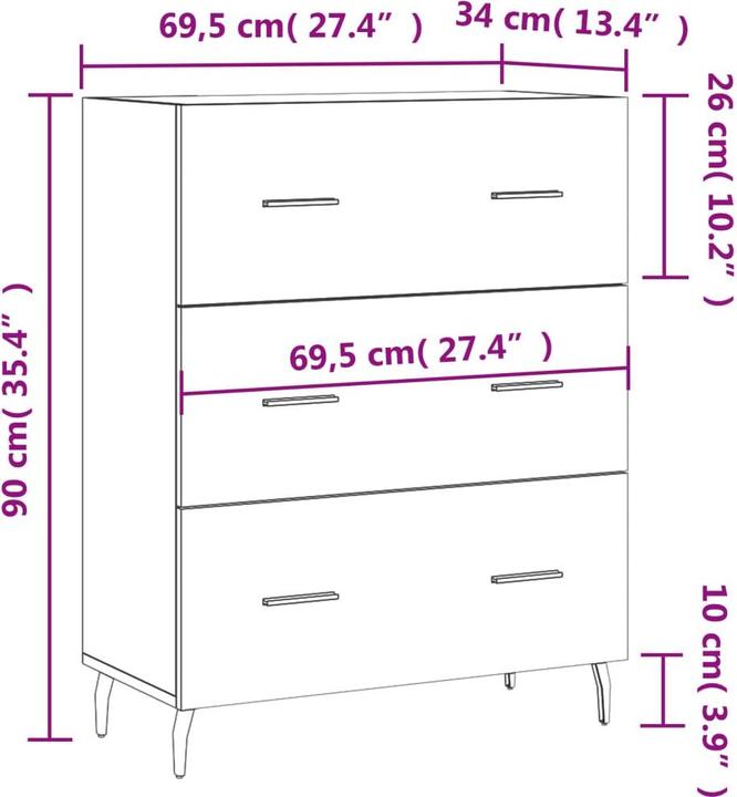 Produktbild VidaXL Lauren (69.5 x 34 x 90 cm)