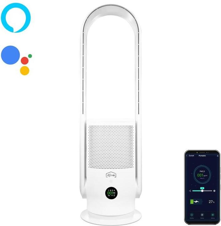 Productafbeelding Djive DJ50024 Flowmate Arc Portable 2-in-1: Luchtreiniger en ventilator op batterijen (25 m²)