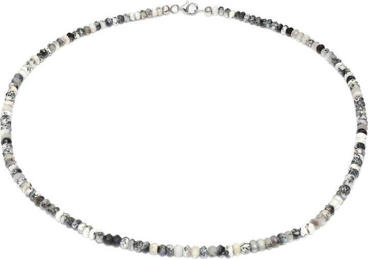Xen Dendrit Opal - Collier 4-4,5 mm facettiert 48 cm 925 Silber (925 Sterling Silber, 48 cm)