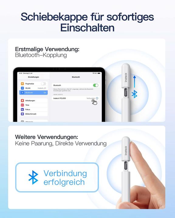 Image du produit Inateck Stylus Pen für iPad Pro/Mini/6-10 Eingabestift weiss