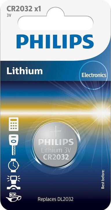 Philips Minicells Battery CR2032/01B, Single-use battery, CR2032, Lithium, 3 V, 1 pc(s), 10 year(s) (1 Stk., CR2032, 210 mAh)
