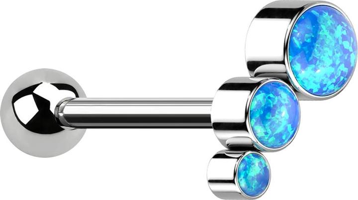 Immagine prodotto Star Piercing Micro Barbell Threadless silber mit Kugel und absteigend drei Opale blau (Titanio G23, senza ottone)