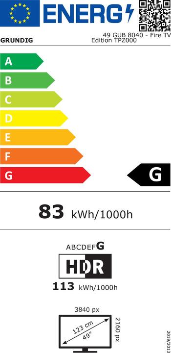 Etichetta energetica Grundig 49 GUB 8040 (49", LED, 4K, 2020)