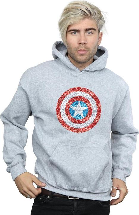 Immagine prodotto Captain America Pixelated Shield Felpa con Cappuccio Uomo (3XL)