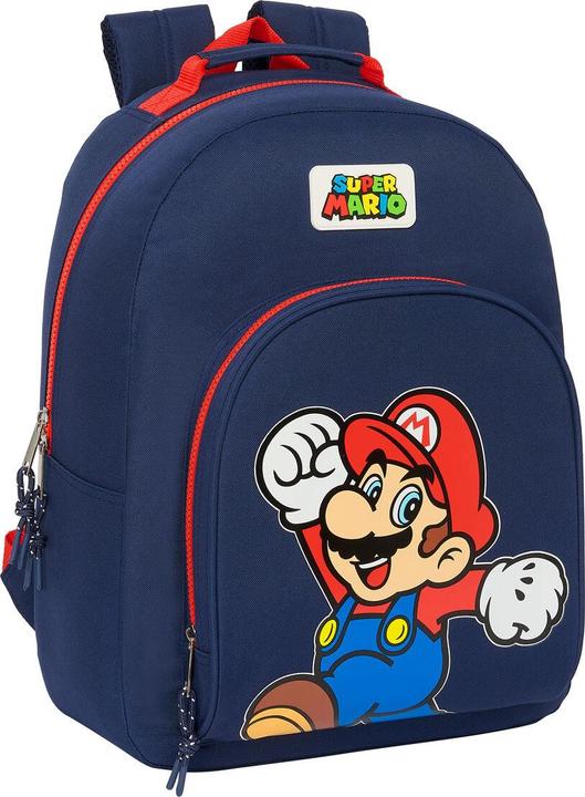 Super Schulrucksack Mario World Marineblau 32 x 42 x 15 cm