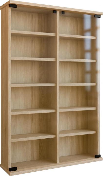 Actual product image VCM Wood CD DVD stand shelf Roma with glass door (60 x 18 x 92 cm)