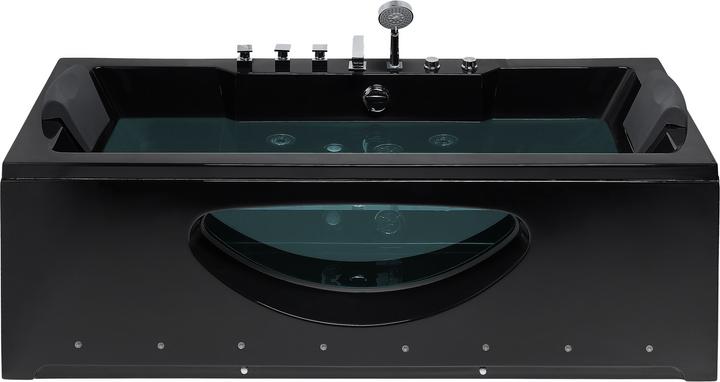 Produktbild Beliani Whirlpool Badewanne schwarz rechteckig mit LED 170 x 80 cm HAWES (197 l, 80 cm, 80 cm)