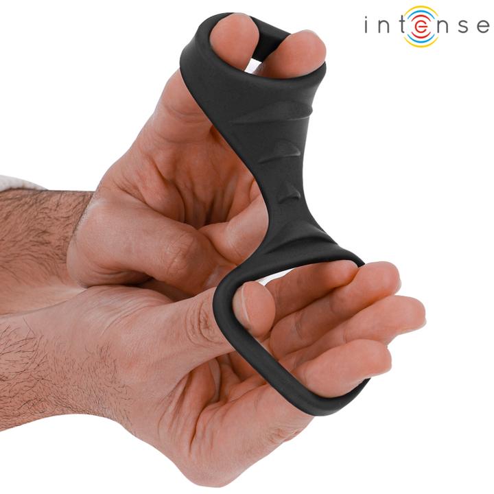 Image du produit Intense Theo Doppelter Penisring Aus Silikon Schwarz Modell 3 (11 cm)