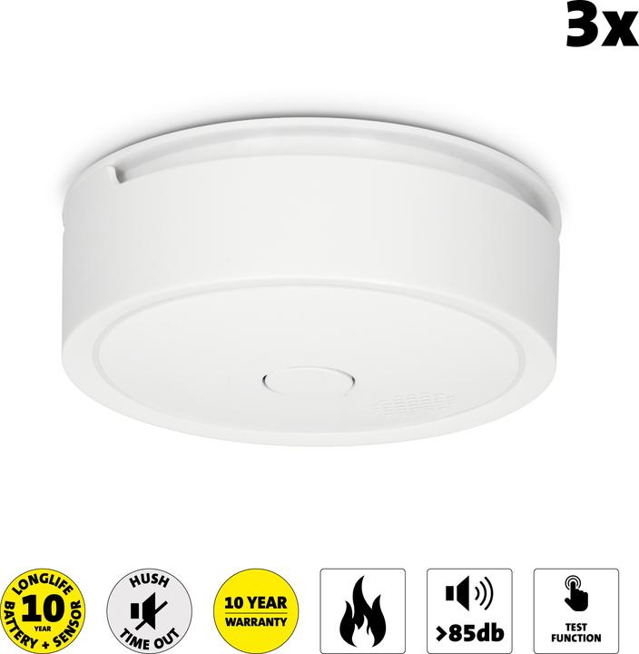 Actual product image Alecto SA63 - Draadloze koppelbare rookmelder 10 jaar, 3 pack, wit