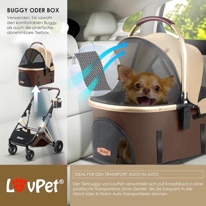 Produktbild Lovpet 3in1 Hundebuggy (Katze, Hund, Komplett zu öffnen, Faltbar, Atmungsaktiv)