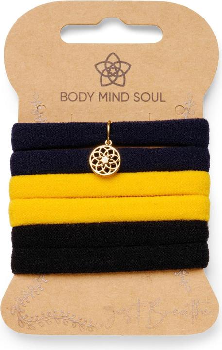 Body Mind Soul Haargummi Yoga gelb/schwarz 6 Stück (Haargummi)