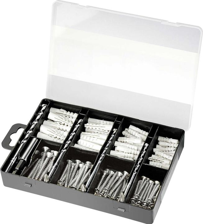 Bosch Zubehör Befestigungs-Set 173-teilig, Bohrer, Dübel, Schrauben, Bits in Sortierbox (173 Schrauben pro Stück)