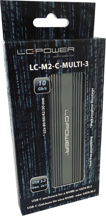 Produktbild LC-Power M.2 LC-M2-C-MULTI-3 USB3.2 M.2-SSD-Gehäuse (NVMe & SATA)