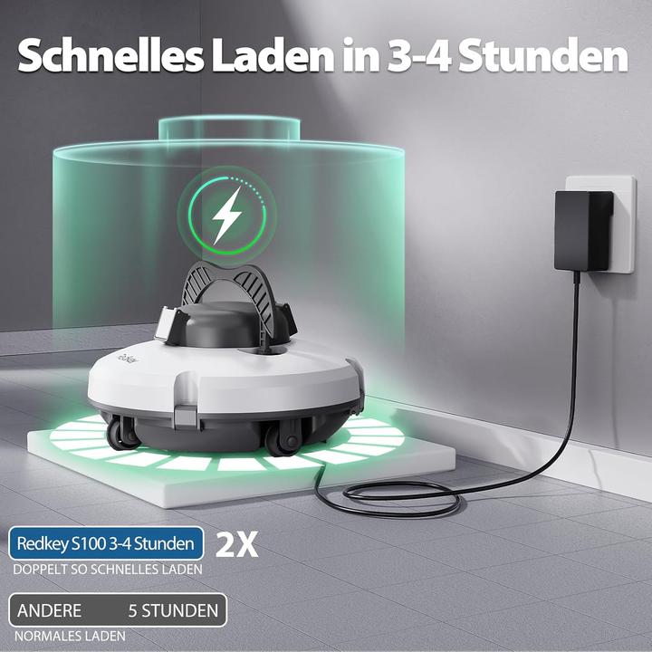 Produktbild Redkey S100 Zwembadrobot draadloos-130 Minuten Vloerreiniging-Zwembad robot-Moeiteloze