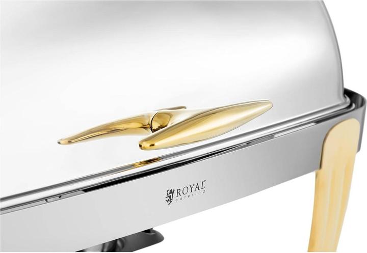 Produktbild Royal Catering Chafing Dish Warmhaltebehälter Speisenwärmer Brennpaste GN 1/1 Rolltop-Haube 9 L