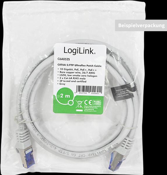 Immagine prodotto LogiLink Cavo patch Ultraflex, Cat.6A, S/FTP, 5,0 m, grigio con cavo grezzo Cat.7, cavo extra flessibile e (S/FTP, CAT6a, 5 m)