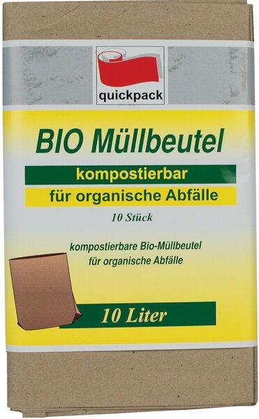 Image du produit Quickpack Sacs papier pour déchets biologiques 10 l, 10 pièces 20 x 17 x 36 cm (10 x, 10 l)