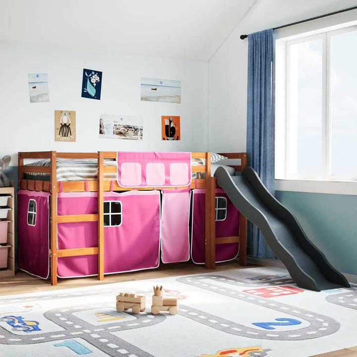 Image du produit VidaXL Lit superposé pour enfant avec rideaux Rose (80 x 200 cm)