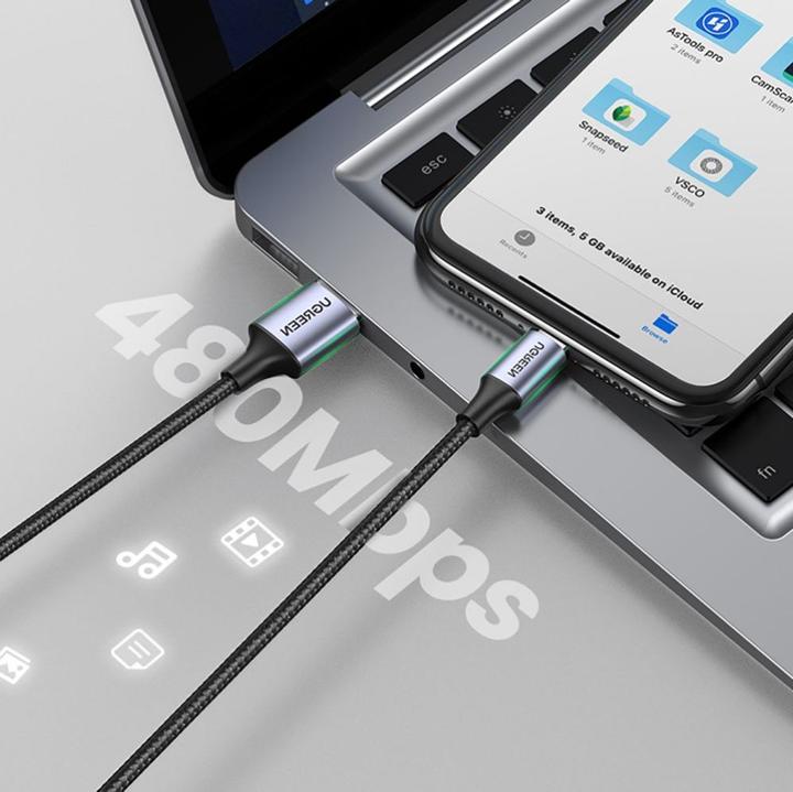 Produktbild Ugreen Lightning USB Nylon Alu MFi (1.50 m, USB 2.0)