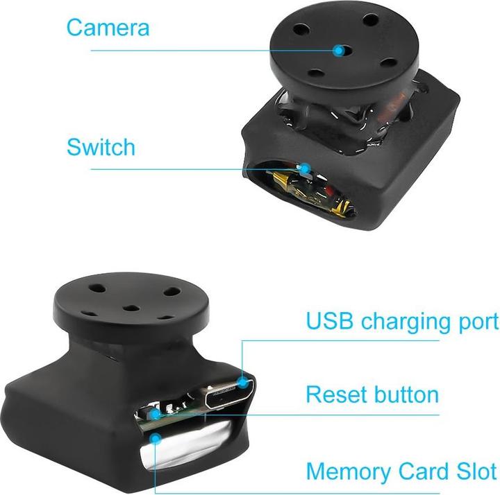 Immagine prodotto Apfelkiste Ultra Mini Knopf Kamera, Full HD 1080p, Akku, Micro SD, 2x2cm, schwarz