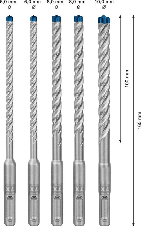 Produktbild Bosch Professional Zubehör EXPERT SDS plus-7X Hammerbohrer-Set, 6/6/8/8/10 mm, 5-tlg. (6, 8, 10 mm)