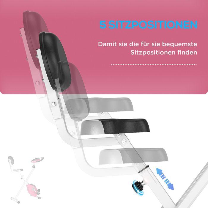 Produktbild Swisshandel24 Heimtrainer F-Bike, 8-stufiger Magnetwiderstand, Rosa-Weiss 43x97x109 cm