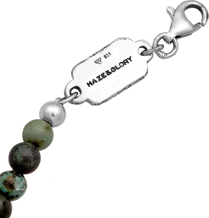Immagine prodotto Haze & Glory Bracciale Turchese africano perline oceaniche argento 925 (23 cm, Acciaio inossidabile, Argento 925)