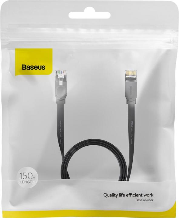 Actual product image Baseus High Speed Six types of RJ45 Gigabit network cable (flat cable)15m Black (UTP, CAT6, 15 m)