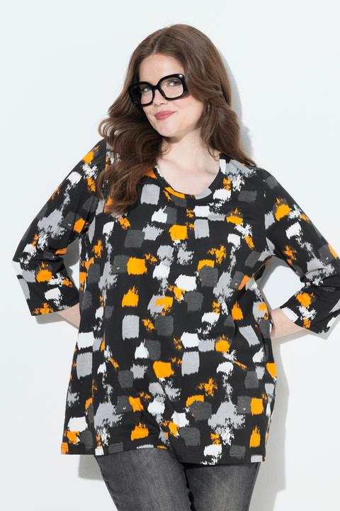 Produktbild Ulla Popken Shirt, grafischer Druck, A-Linie, Rundhals, 3/4-Arm (46, 48)