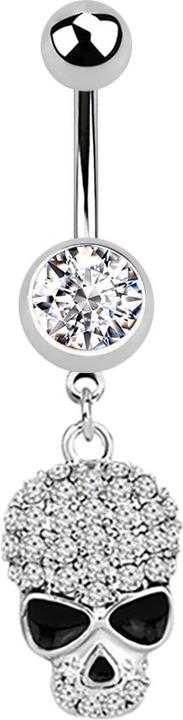 Star Piercing Banane silber mit Anhänger Schädel silber (ohne Messing, Chirurgenstahl 316L)